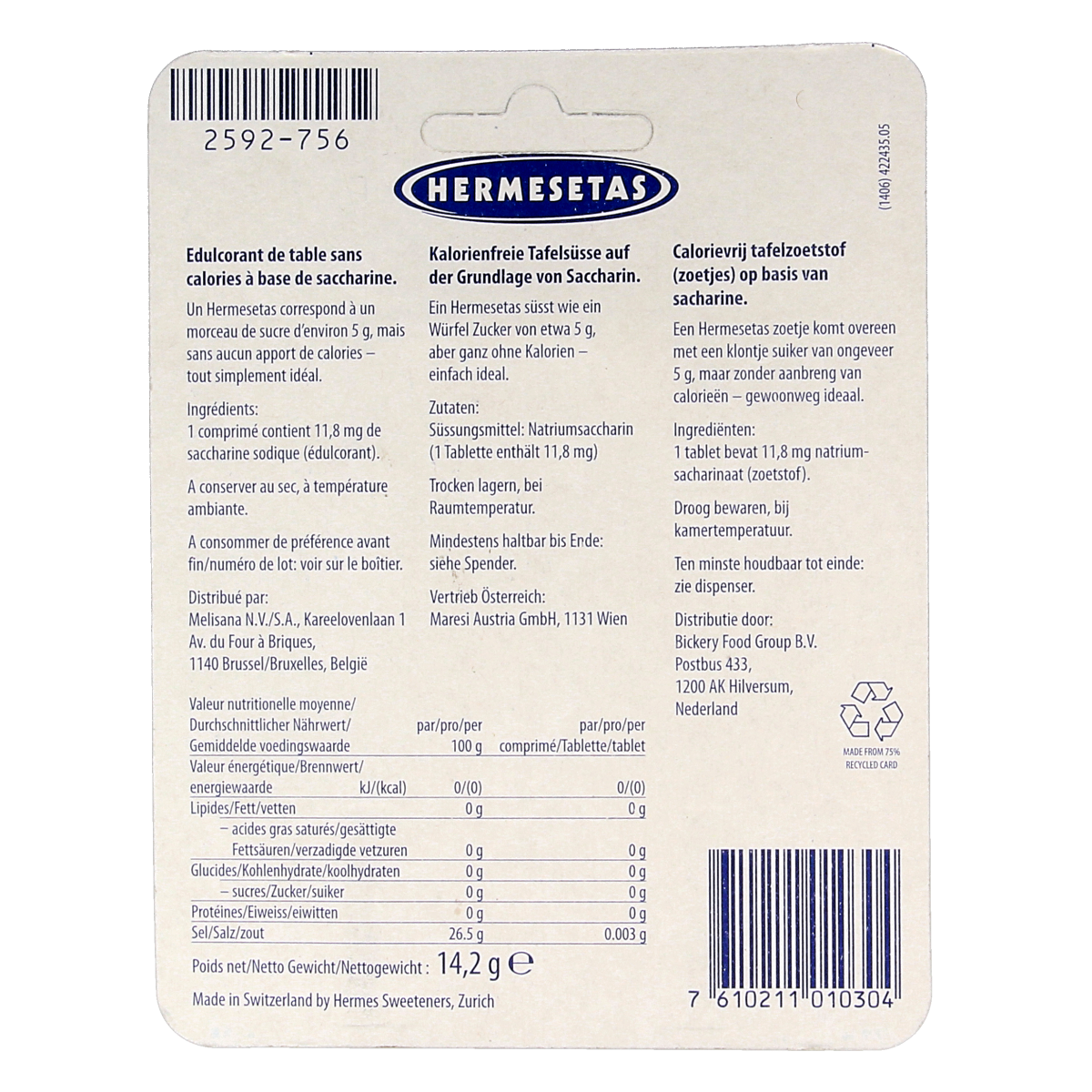 Hermesetas Zoetjes 1200.00 Tabletten