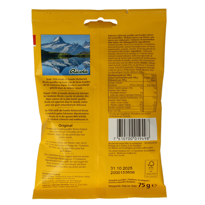 Ricola Original suikervrij 75.00 Gram