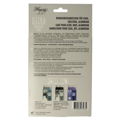 Hagerty Microfiber gloves stainless steel 1.00 Stuks