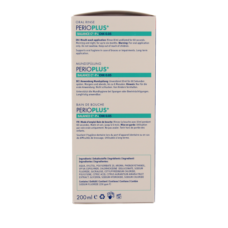 Curaprox Perio plus+ balance CHX 0.05 mondspoeling 200 Milliliter