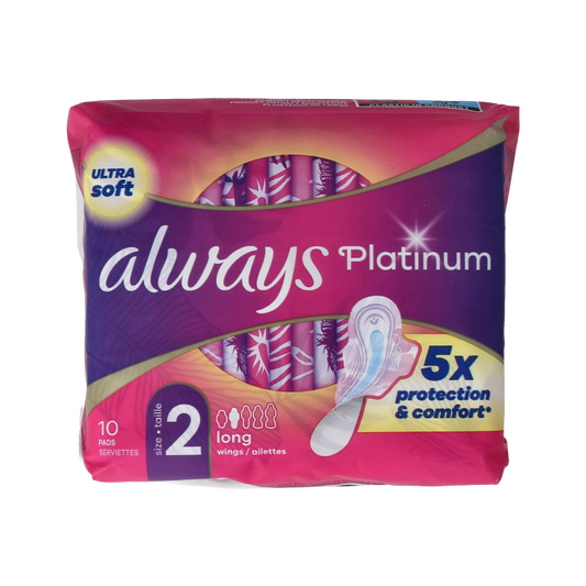 Always Maandverband platinum long vleugels mt 2 10 Stuks