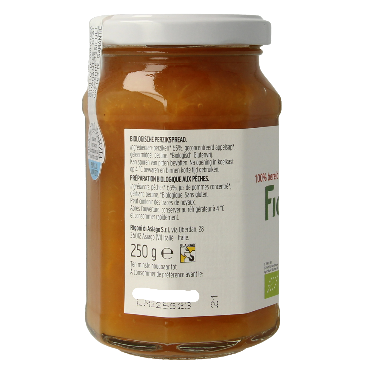 Fiordifrutta Perzikjam bio 250.00 Gram