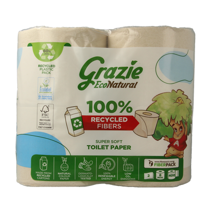 Grazie Natural Toiletpapier 2-laags 8.00 Stuks