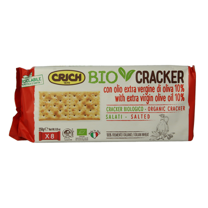 Crich Crackers olijfolie met zout rood bio 250.00 Gram