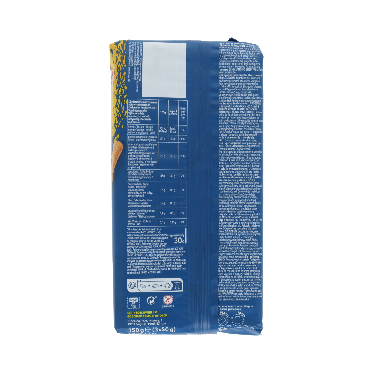 Schar Grissini soepstengels glutenvrij 150.00 Gram