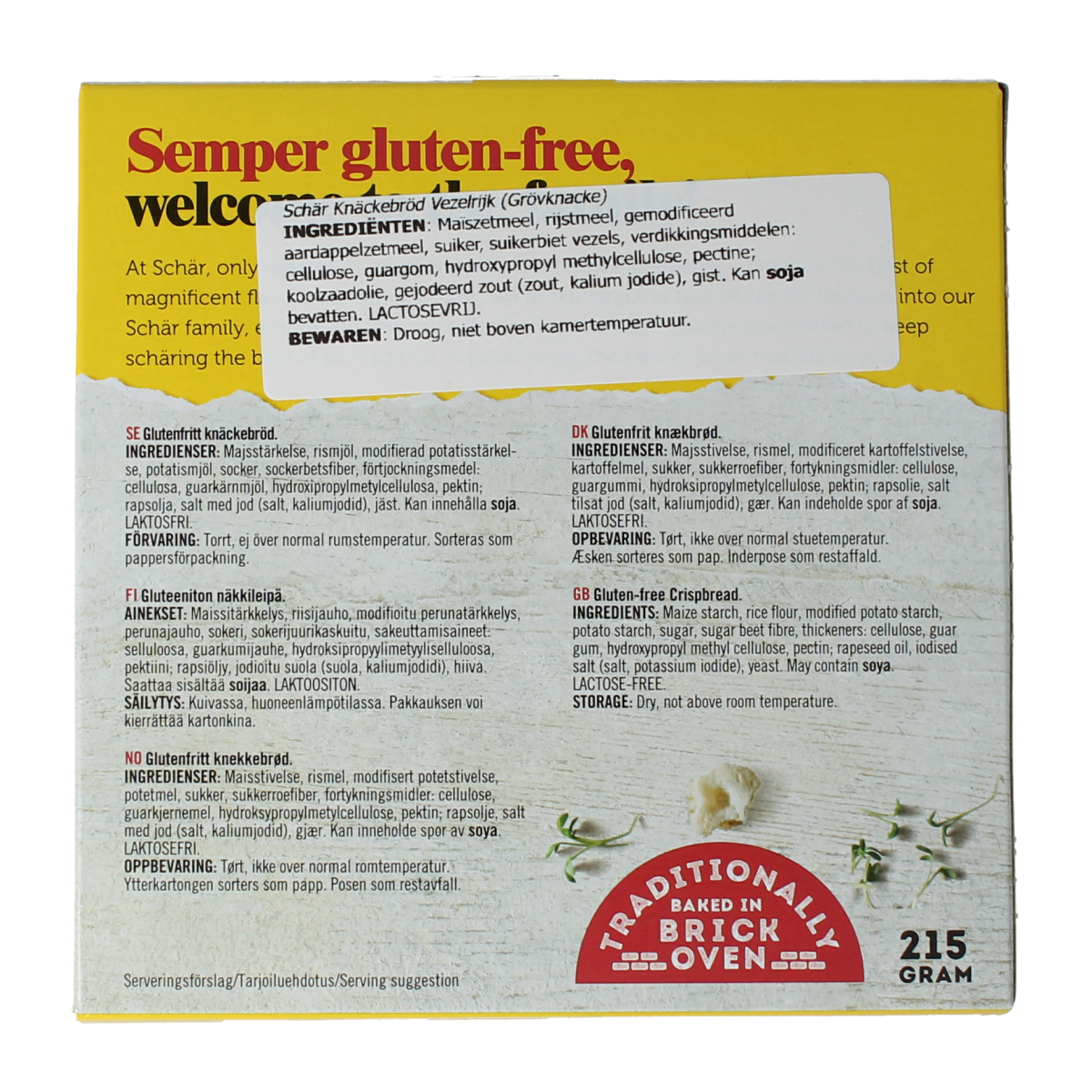 Schar Knackebrod vezelrijk glutenvrij 215.00 Gram