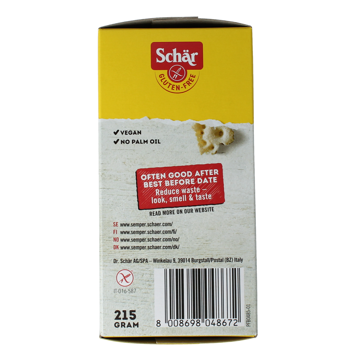 Schar Knackebrod vezelrijk glutenvrij 215.00 Gram