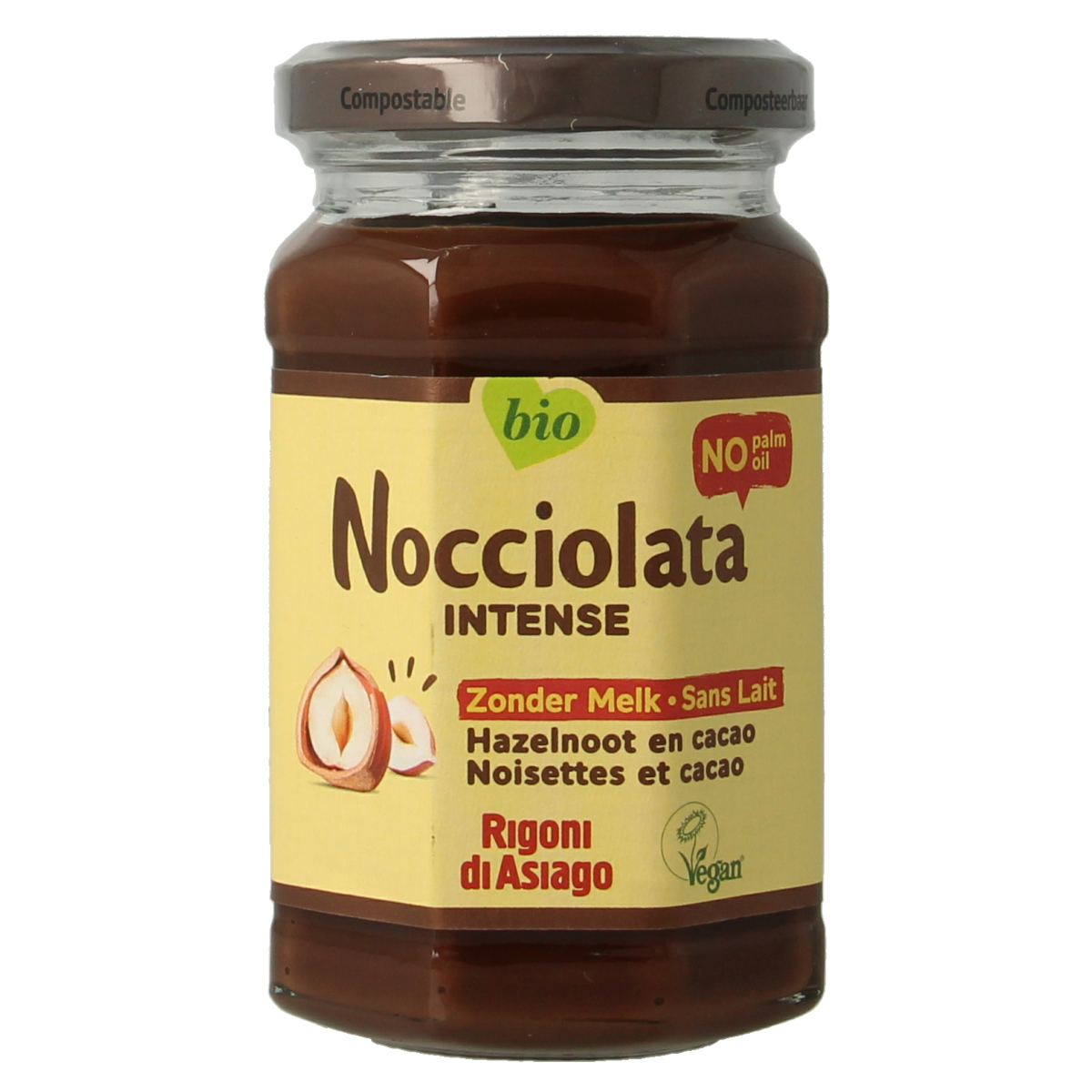 Nocciolata Hazelnootpasta zonder melk bio 250.00 Gram