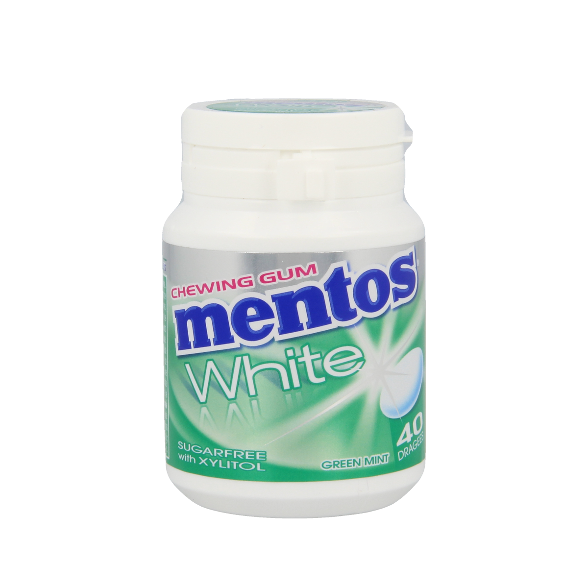 Mentos Gum greenmint white pot 40.00 Stuks