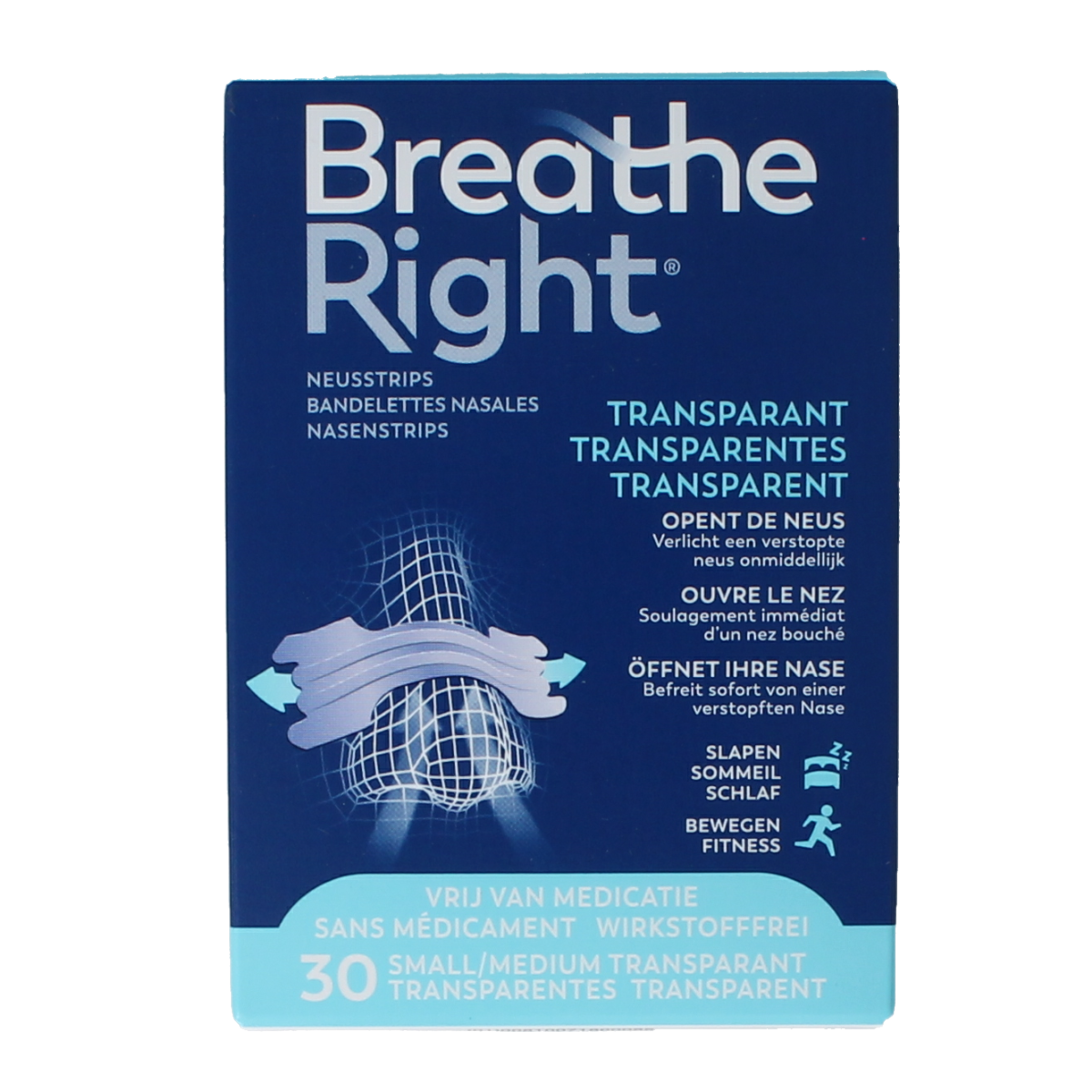 Breathe Right Neusstrips clear 30.00 Stuks