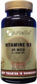 Artelle Vitamine D3 25mcg 100.00 Softgels