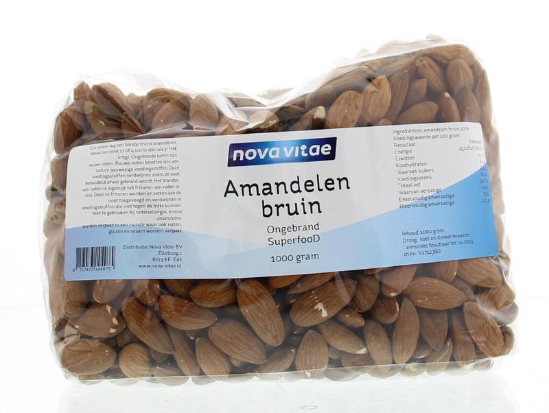Nova Vitae Amandelen bruin ongebrand raw 1.00 Kilogram