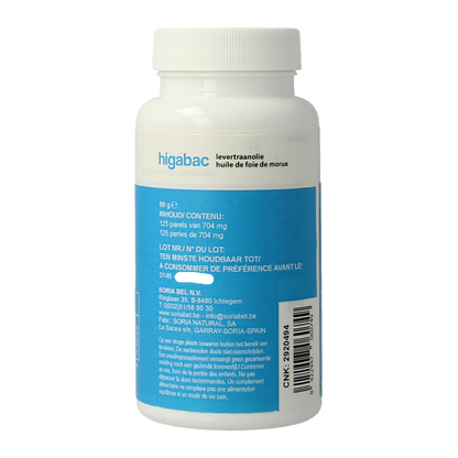 Soria Natural Higabac levertraanolie 125.00 Softgels