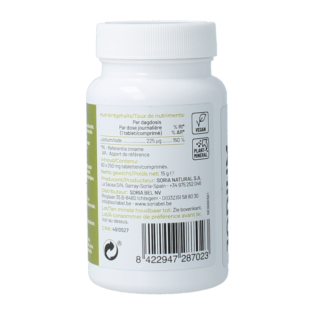 Soria Natural Jodium 225mcg  bio-actief 60.00 Tabletten