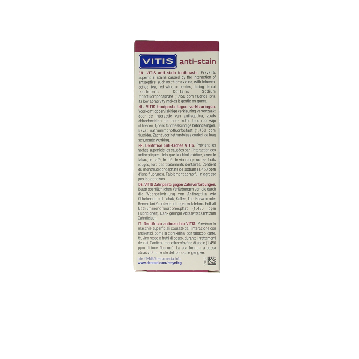 Vitis Tandpasta anti-stain 50.00 Milliliter