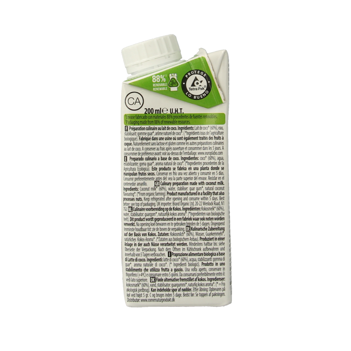Ecomil Kokosmelk cuisine bio 200.00 Milliliter