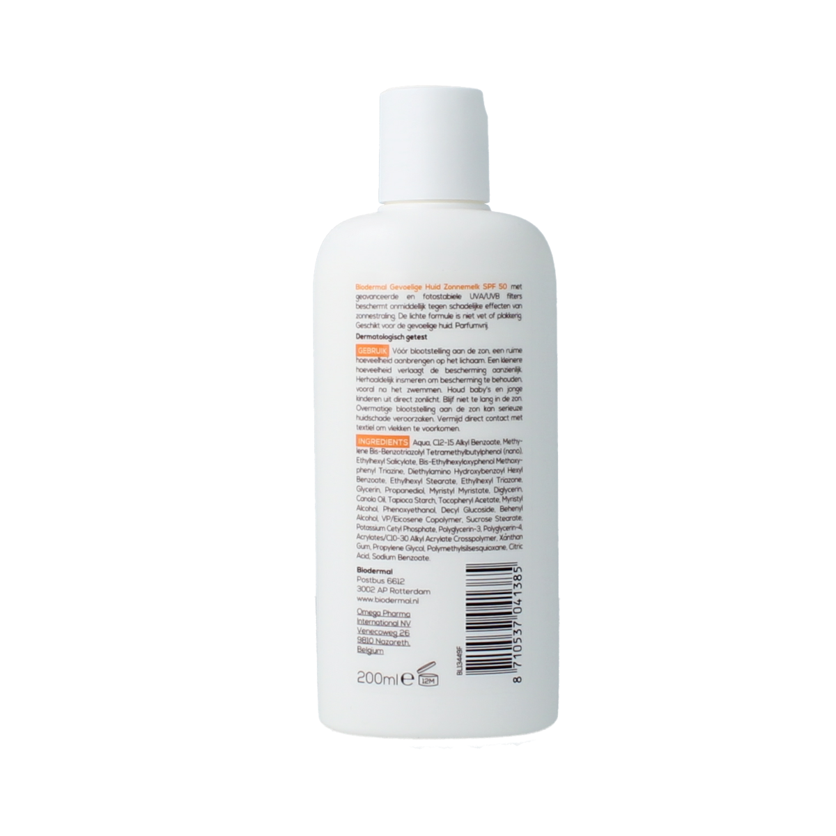Biodermal Zonnemelk gevoelige huid SPF50+ 200.00 Milliliter