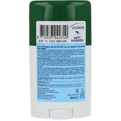 Azaron Anti muggen 20% deet stick 50.00 Milliliter