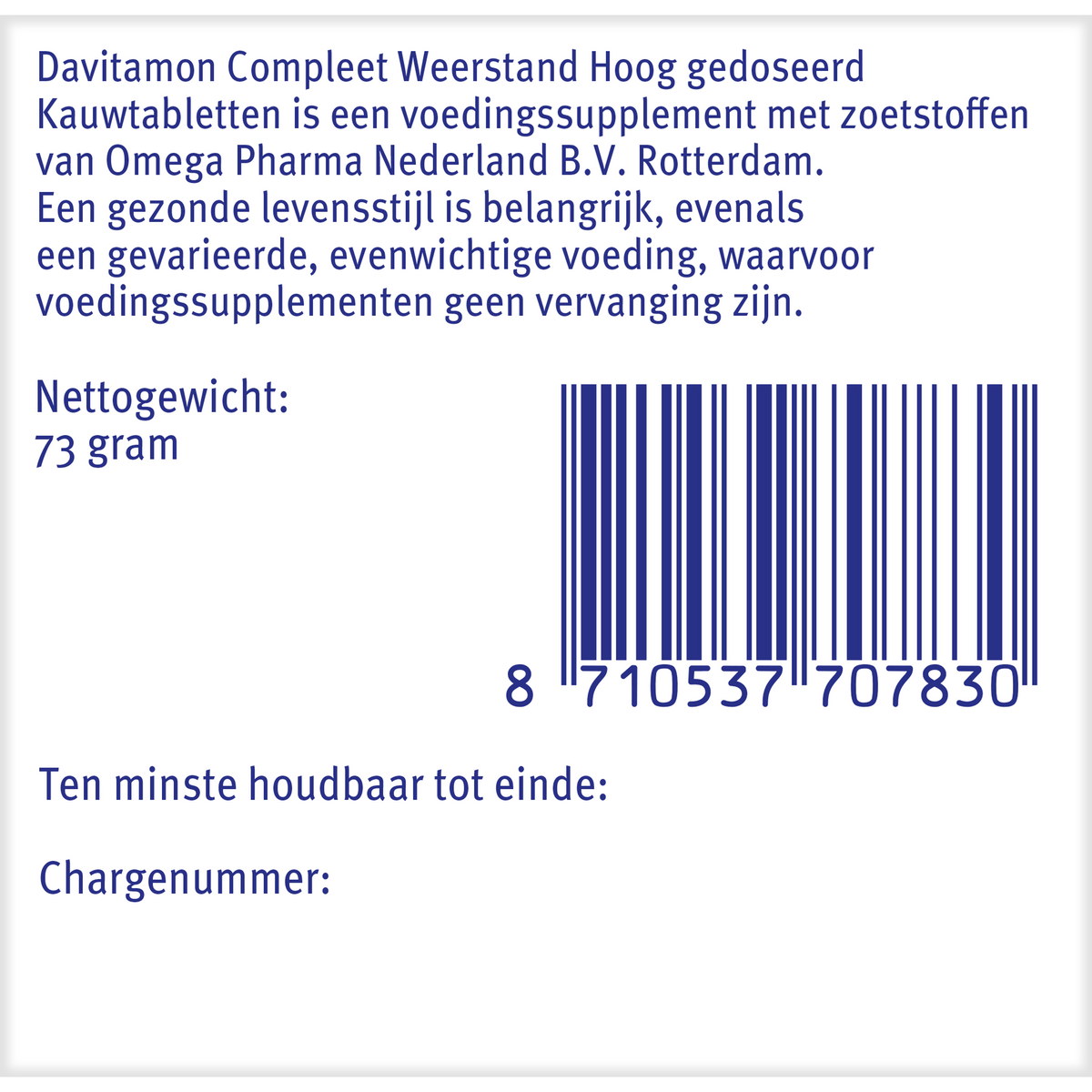 Davitamon Compleet weerstand hoog gedoseerd 50.00 Kauwtabletten