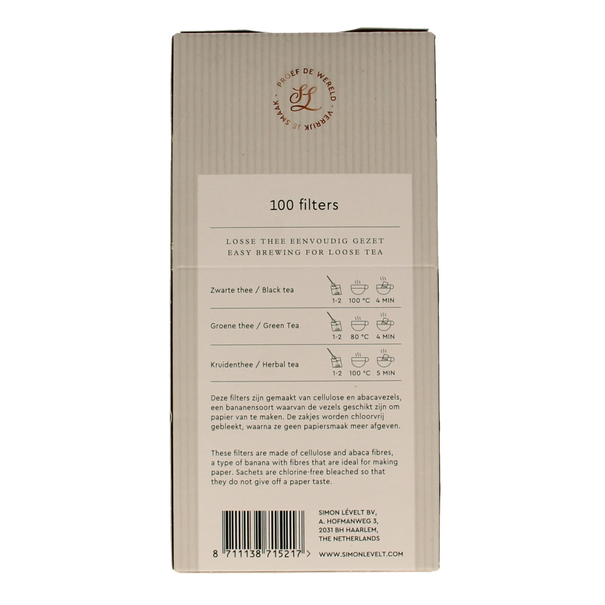 Simon Levelt Theefilter 1 kop papier 100.00 Stuks
