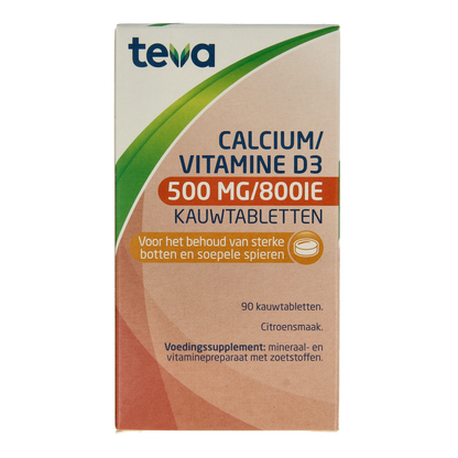 Teva Calcium / vitamine D 500mg / 800IE 90.00 Kauwtabletten