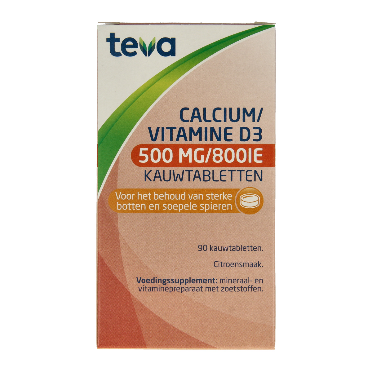 Teva Calcium / vitamine D 500mg / 800IE 90.00 Kauwtabletten