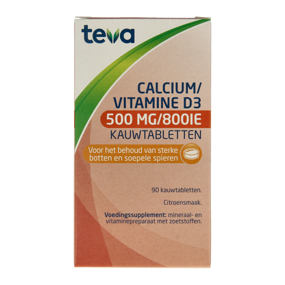Teva Calcium / vitamine D 500mg / 800IE 90.00 Kauwtabletten