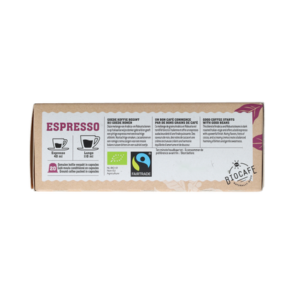 Biocafe Koffiecapcules espresso 20.00 Stuks