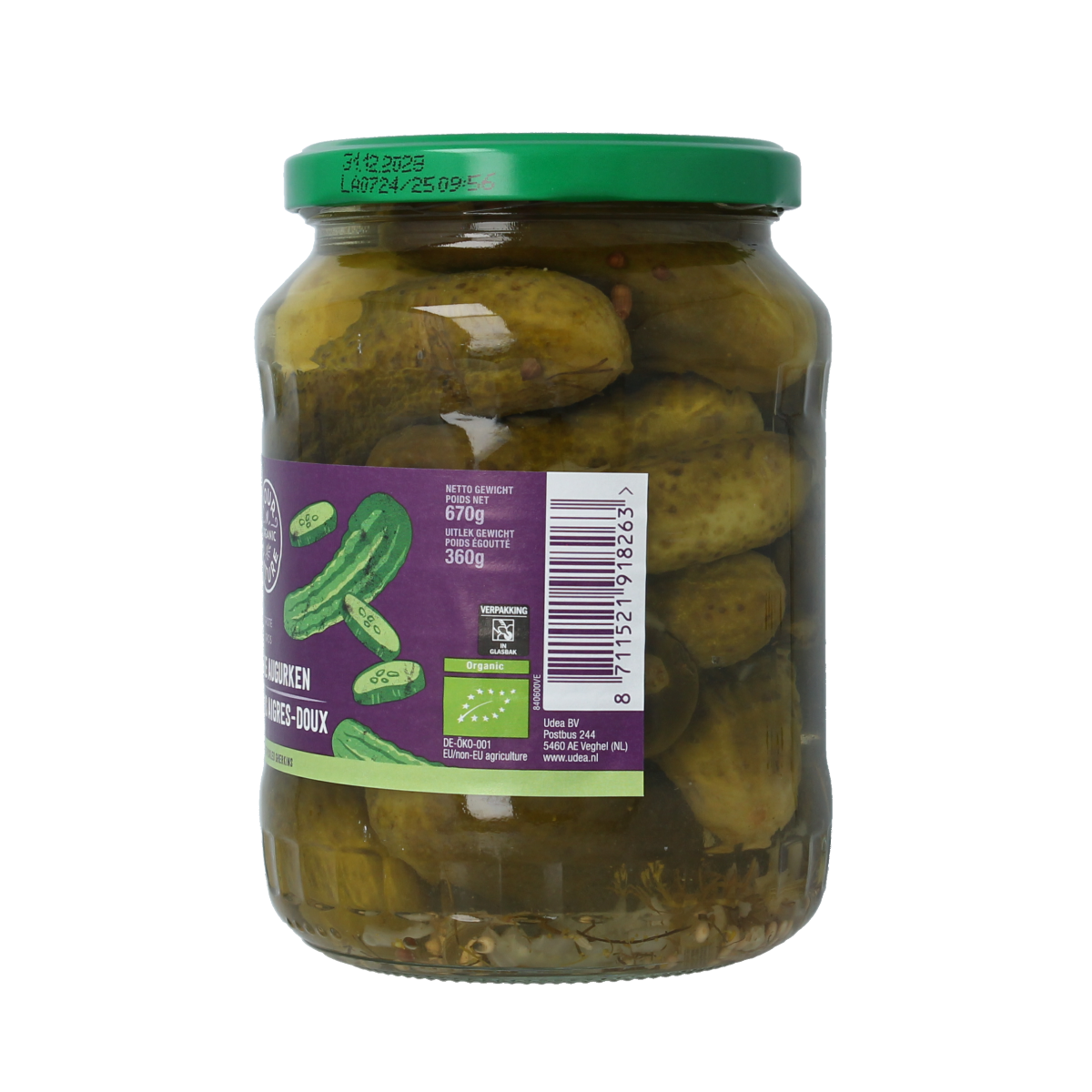 Your Organic Nature Augurken zoetzuur bio 670.00 Gram