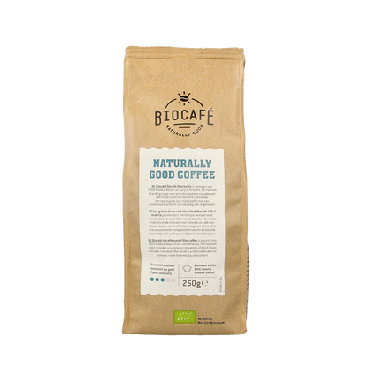 Biocafe Filterkoffie cafeinevrij/decaf bio 250.00 Gram