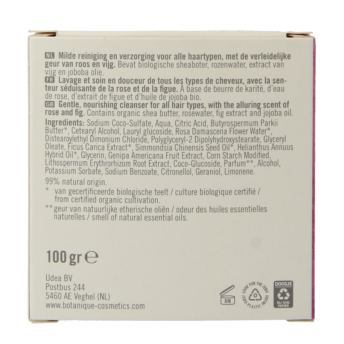 Botanique 2-in-1 Shampoo conditioner bar roos & vijg 100.00 Gram
