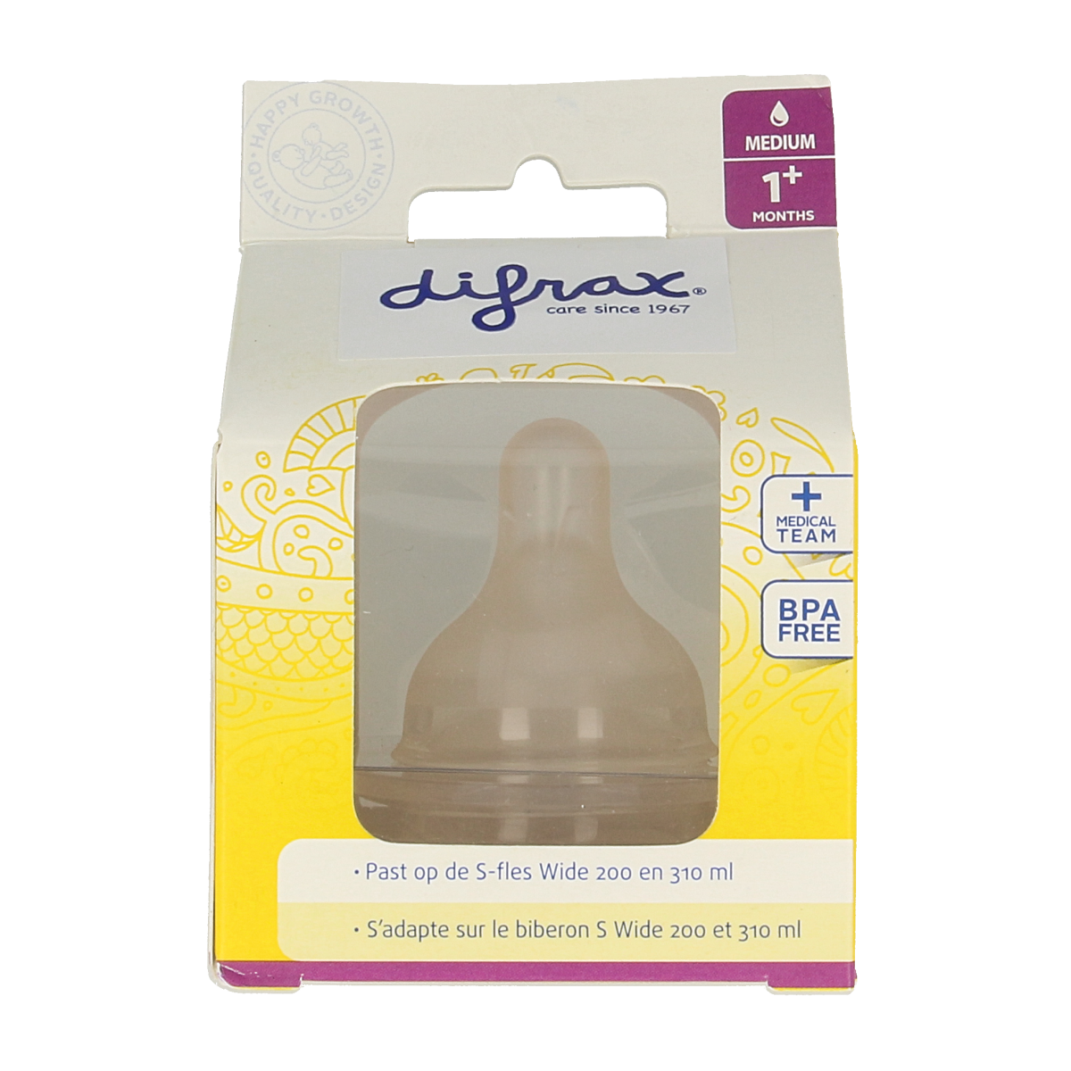 Difrax Flesspeen soft breed medium 2.00 Stuks