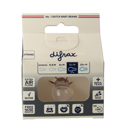 Difrax Fopspeen natural 12+ maanden assorti 1.00 Stuks