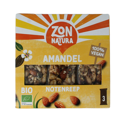 Zonnatura Muesli notenmix reep amandel 3x25g bio 3.00 Stuks