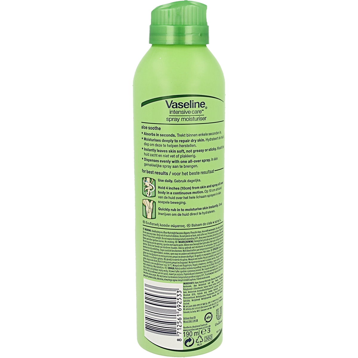 Vaseline Lotion spray aloe vera 190.00 Milliliter