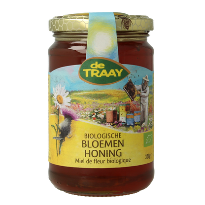de Traay Bloemen honing vloeibaar bio 350.00 Gram
