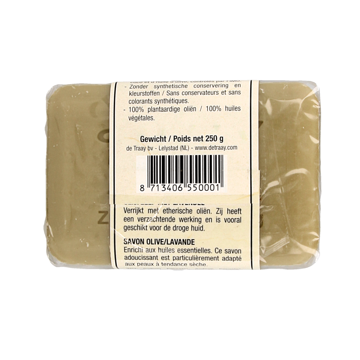 de Traay Zeep olijf/lavendel 250.00 Gram