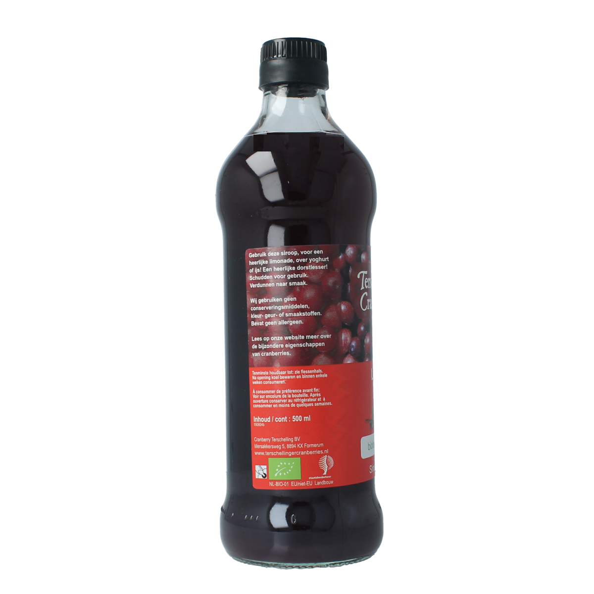 Terschellinger Cranberry siroop bio 500.00 Milliliter