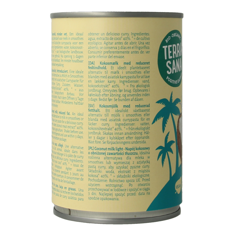TerraSana Kokosmelk light vet bio 400 Milliliter
