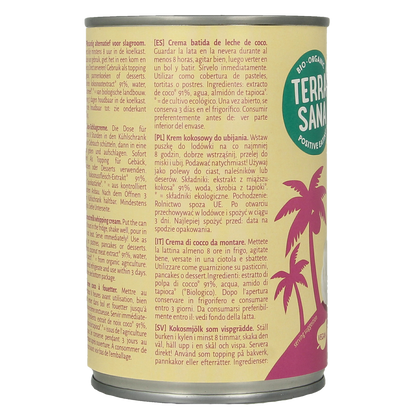 TerraSana Kokosmelk slagroom 30% vet bio 400.00 Milliliter