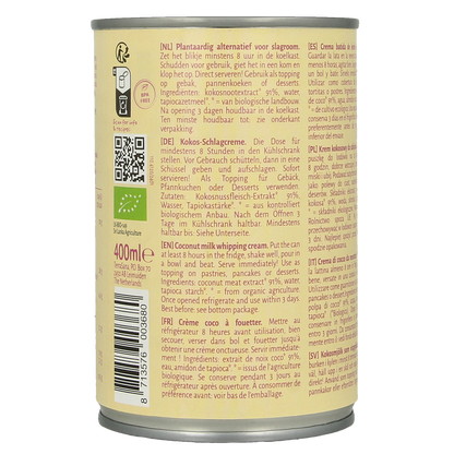 TerraSana Kokosmelk slagroom 30% vet bio 400.00 Milliliter