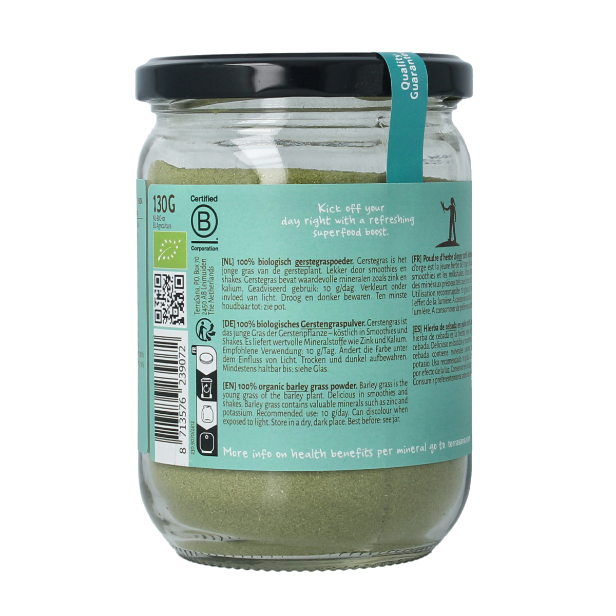 TerraSana Gerstegras poeder in glas bio 130.00 Gram