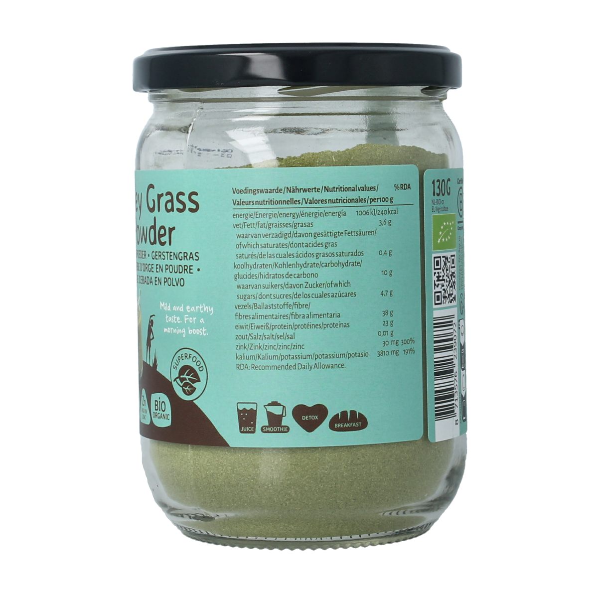 TerraSana Gerstegras poeder in glas bio 130.00 Gram