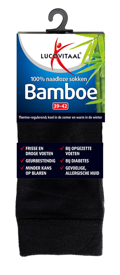 Lucovitaal Bamboe sok lang zwart  maat 39-42 1 Paar