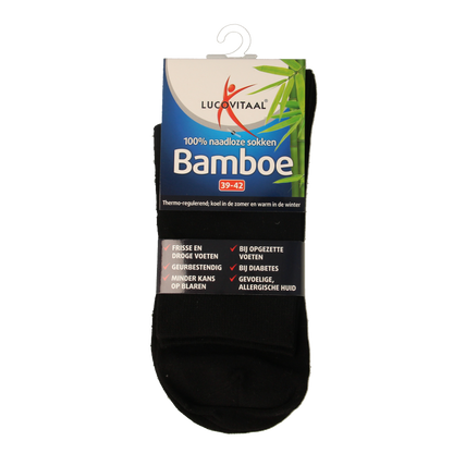Lucovitaal Bamboe sok lang zwart  maat 39-42 1 Paar