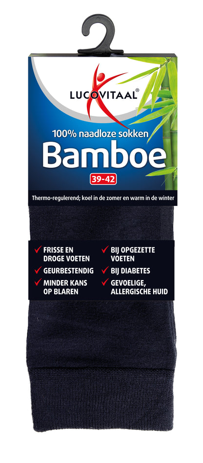 Lucovitaal Bamboe sok lang blauw  maat 39-42 1 Paar