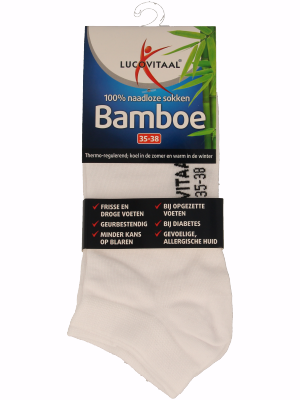 Lucovitaal Bamboe enkelsok wit  maat 35-38 1 Paar