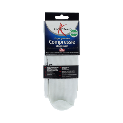 Lucovitaal Koper Geweven Compressie Steun Kousen 36-41 wit 1.00 Paar