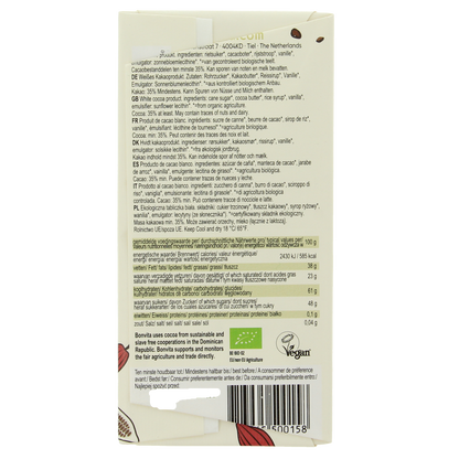 Bonvita Rijstmelk chocolade wit bio 100.00 Gram