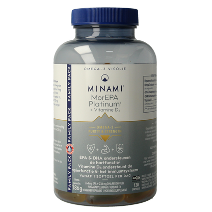 Minami MorEPA platinum + vitamine D3 120.00 Softgels